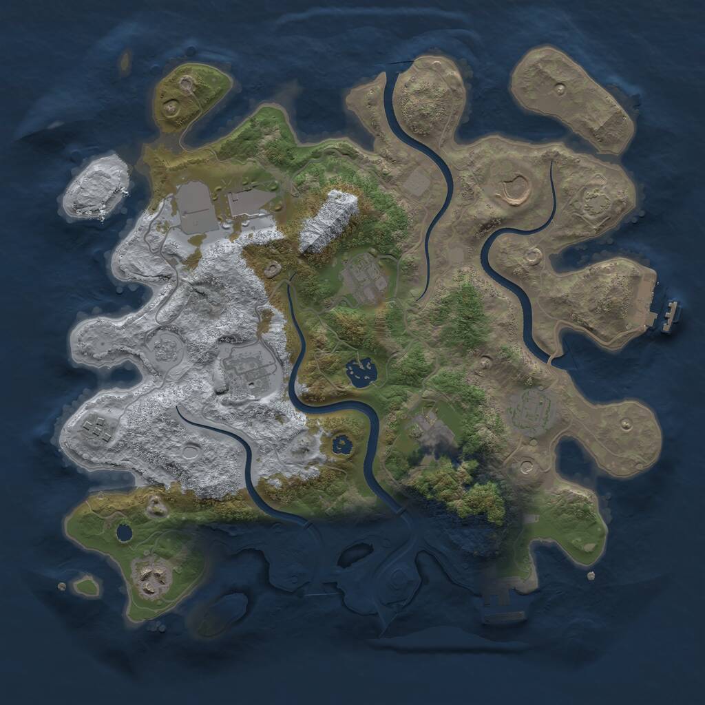 Rust Map: Procedural Map, Size: 3500, Seed: 1983065609, 15 Monuments