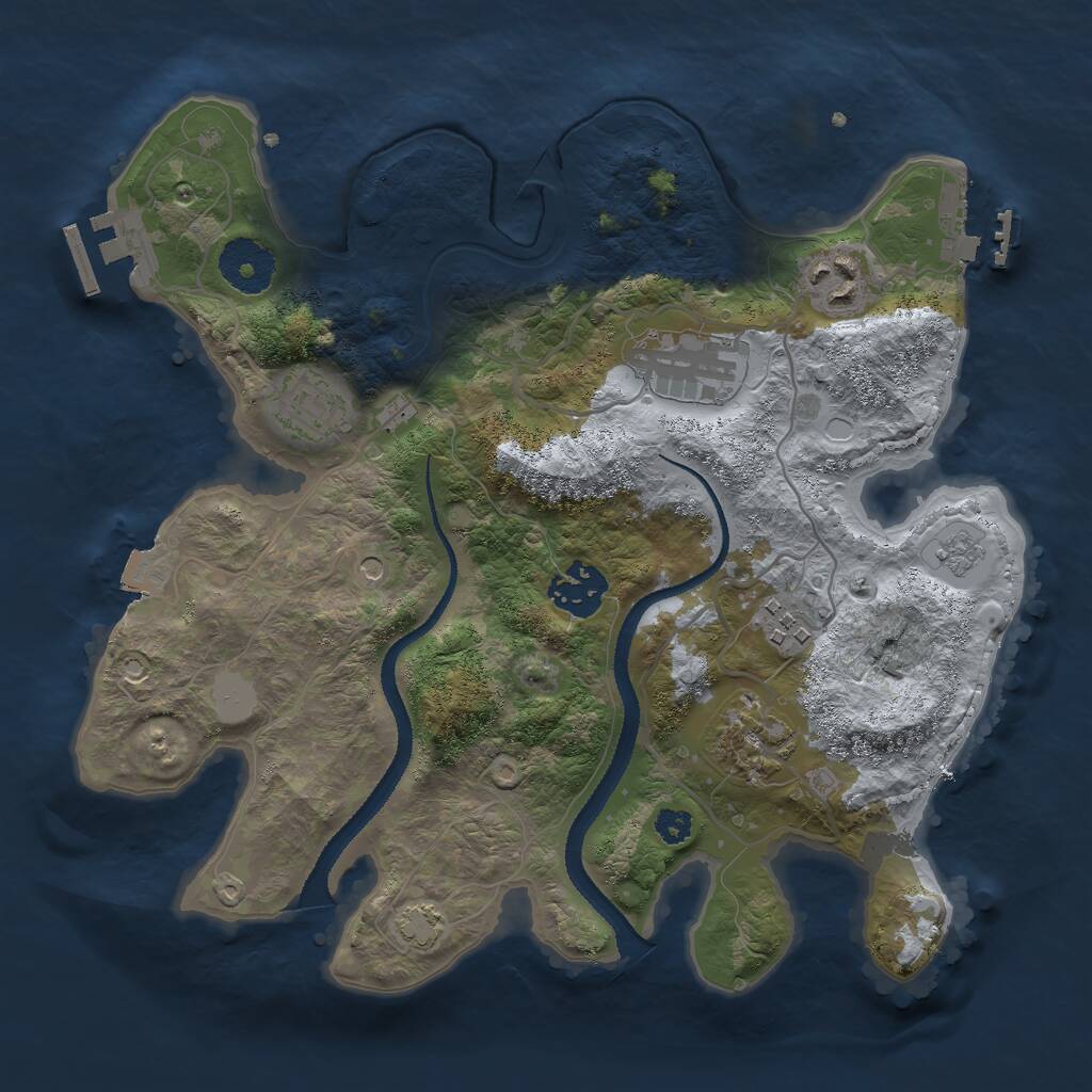 Rust Map: Procedural Map, Size: 3000, Seed: 314897570, 12 Monuments