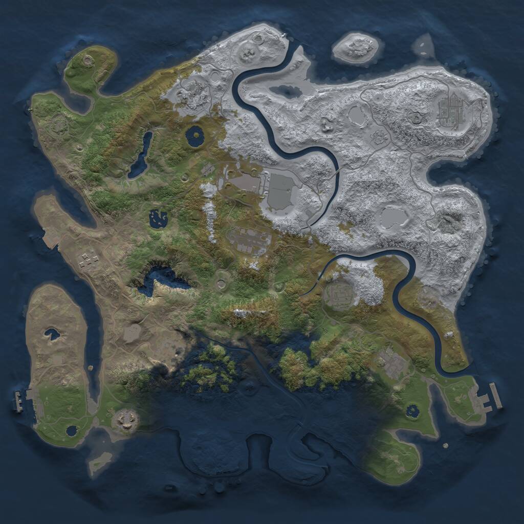 Rust Map: Procedural Map, Size: 4000, Seed: 2084083878, 16 Monuments