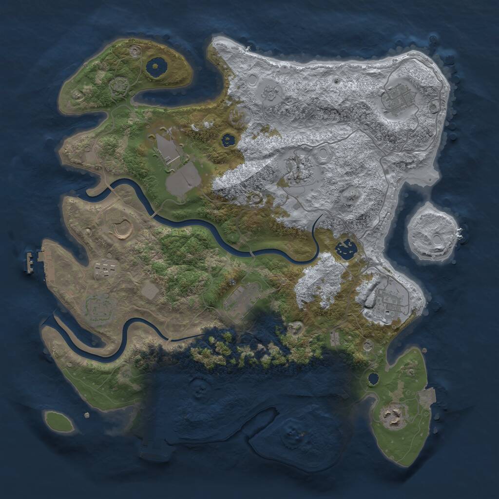 Rust Map: Procedural Map, Size: 3750, Seed: 1240379132, 16 Monuments