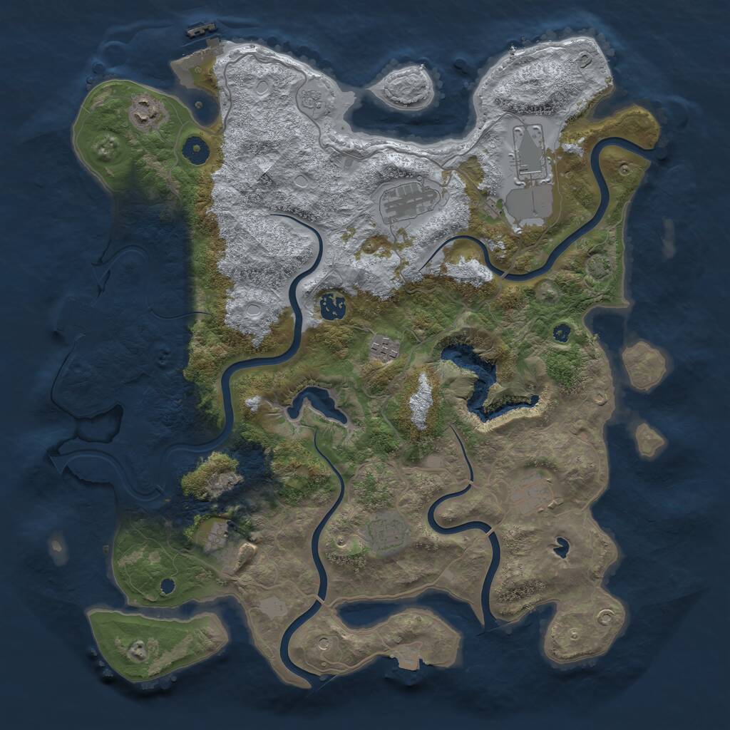 Rust Map: Procedural Map, Size: 4086, Seed: 2135519866, 14 Monuments