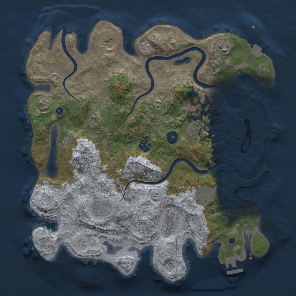Rust Map: Procedural Map, Size: 3750, Seed: 853674135, 15 Monuments
