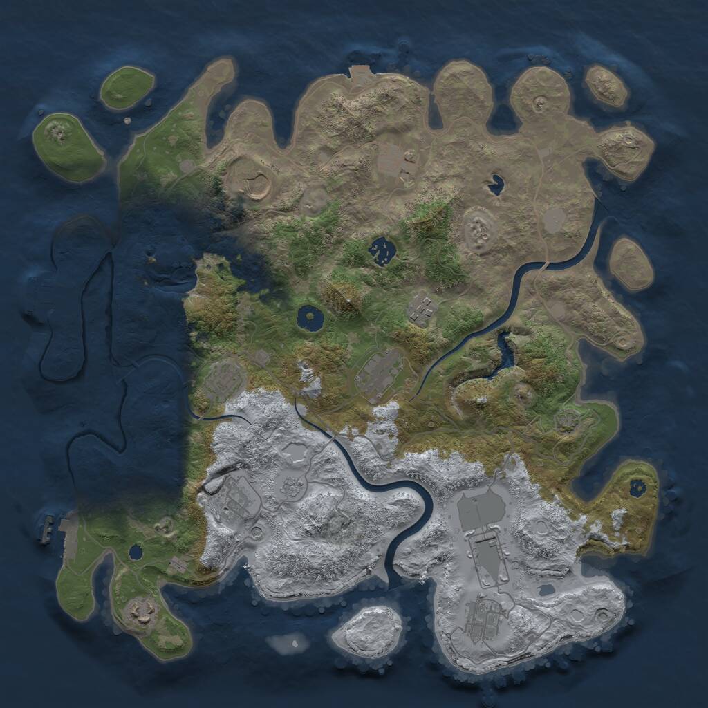 Rust Map: Procedural Map, Size: 4000, Seed: 1382248661, 16 Monuments