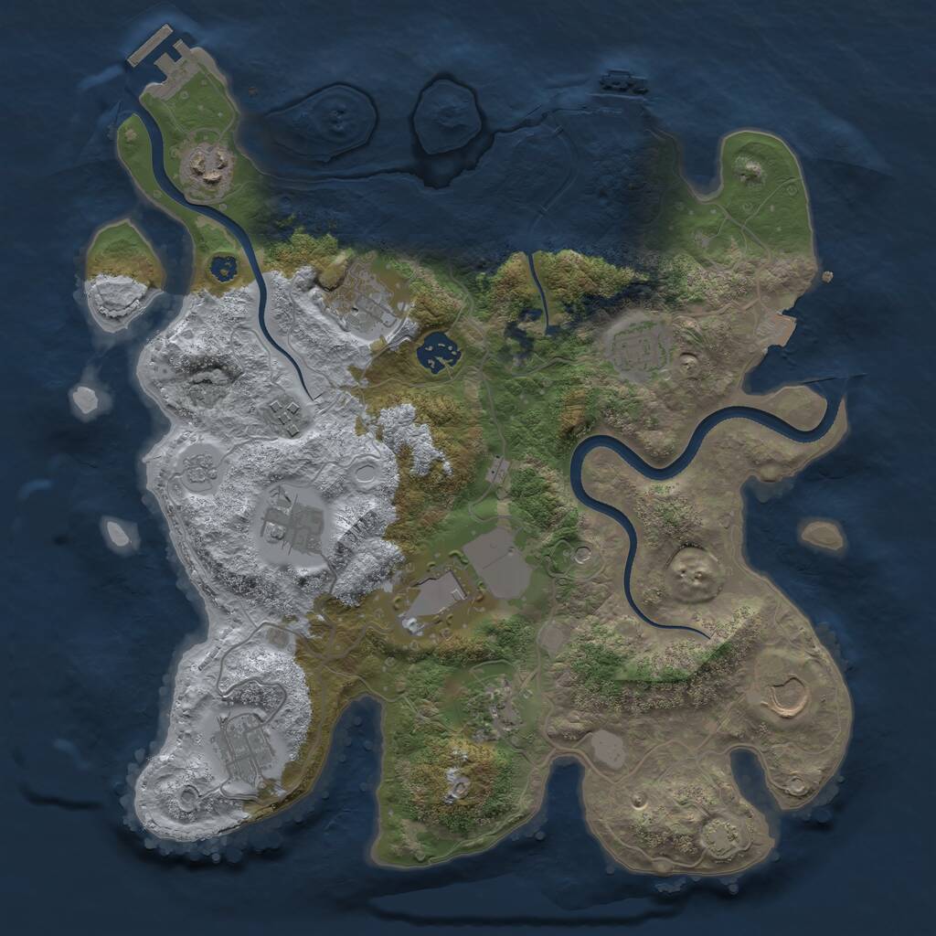 Rust Map: Procedural Map, Size: 3500, Seed: 159044047, 16 Monuments