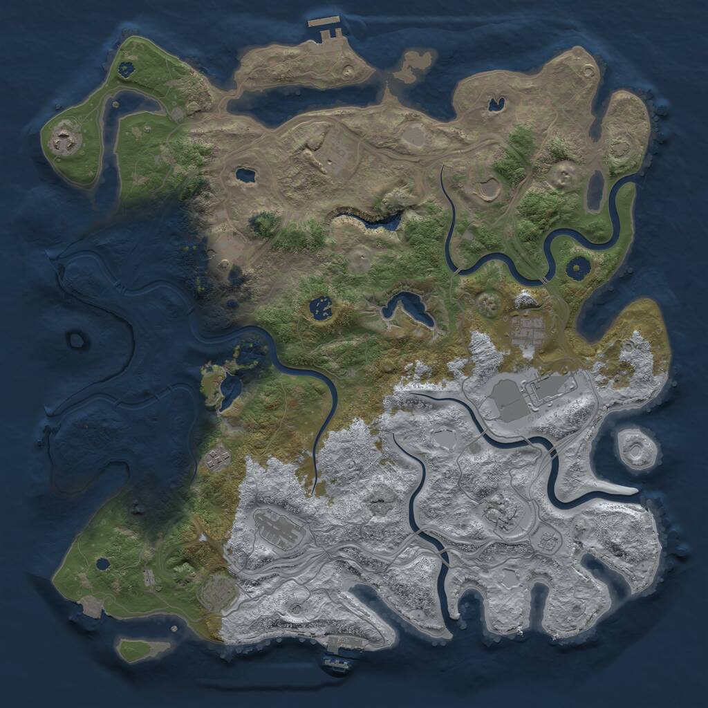 Rust Map: Procedural Map, Size: 4500, Seed: 1631606691, 17 Monuments