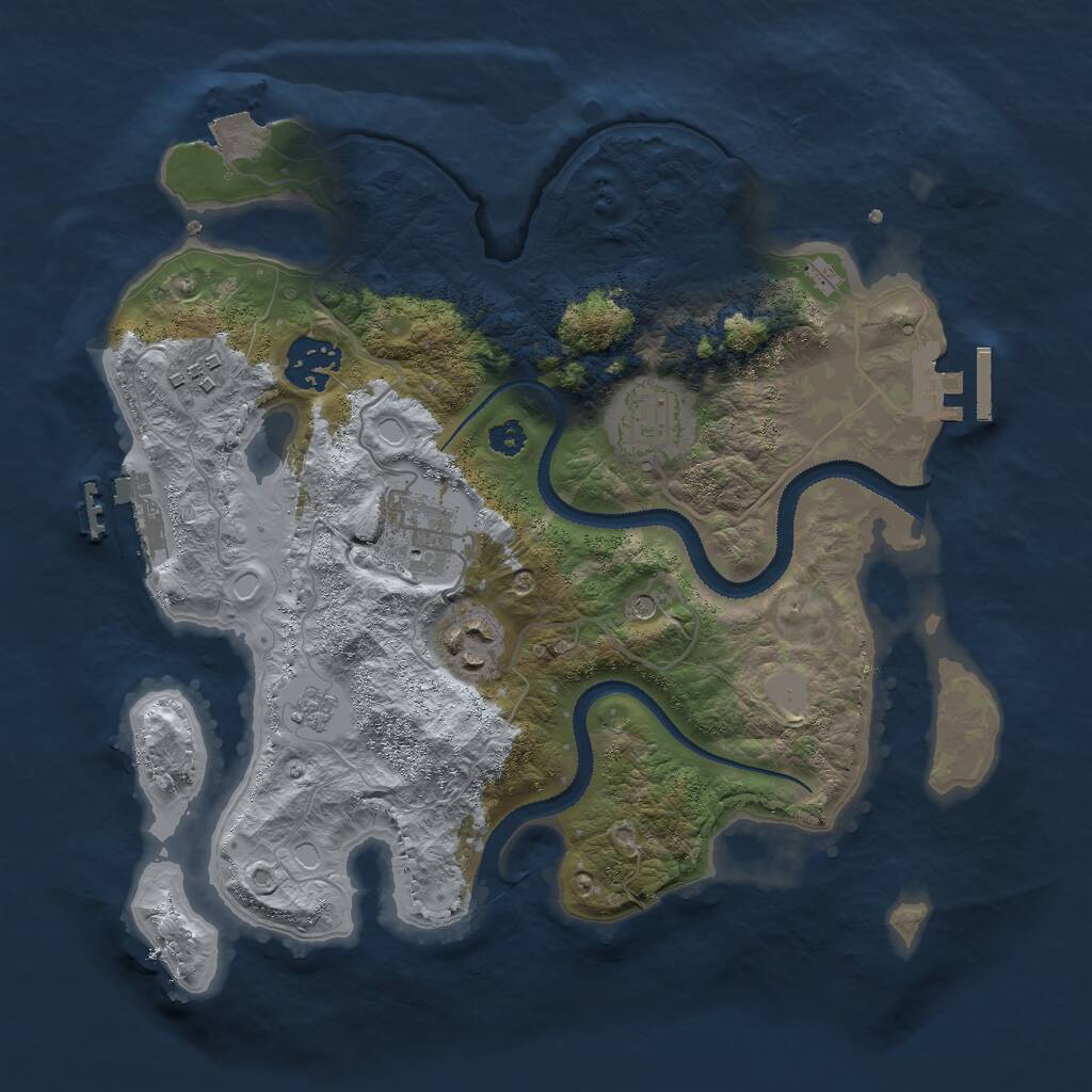 Rust Map: Procedural Map, Size: 3000, Seed: 1072268942, 10 Monuments