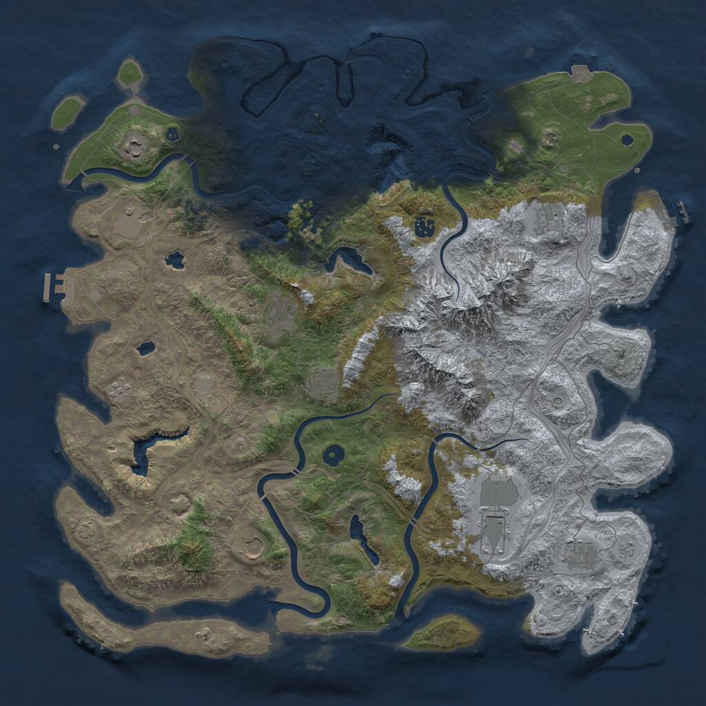 Rust Map: Procedural Map, Size: 5000, Seed: 1206359248, 16 Monuments