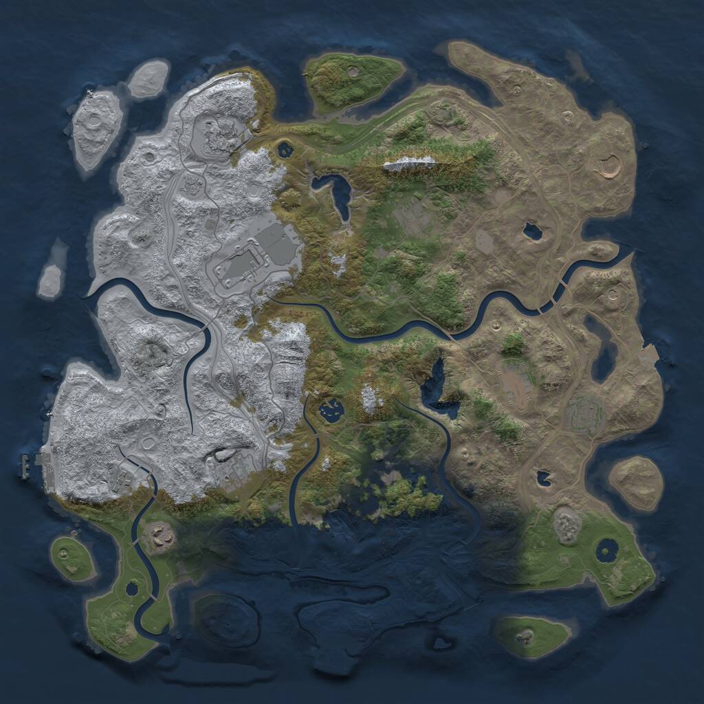 Rust Map: Procedural Map, Size: 4500, Seed: 321873460, 17 Monuments