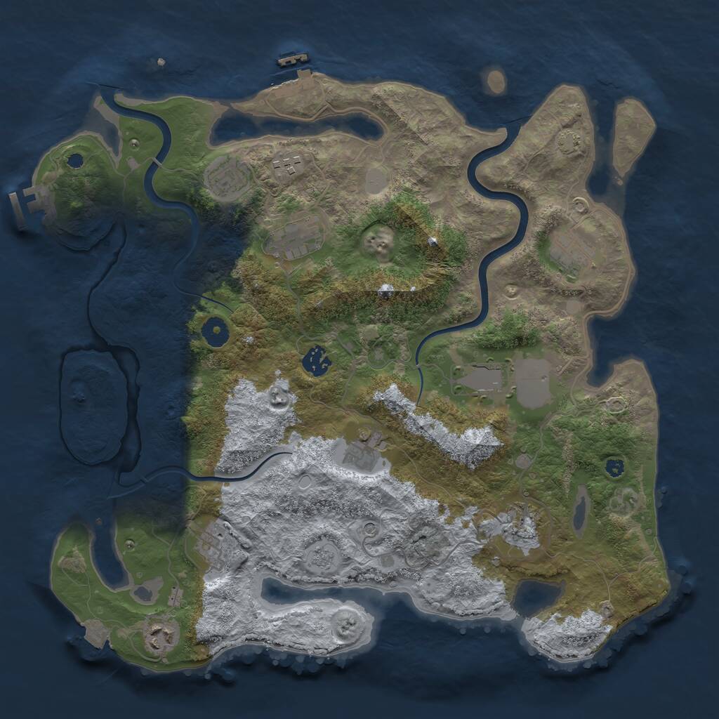 Rust Map: Procedural Map, Size: 3850, Seed: 609740332, 16 Monuments