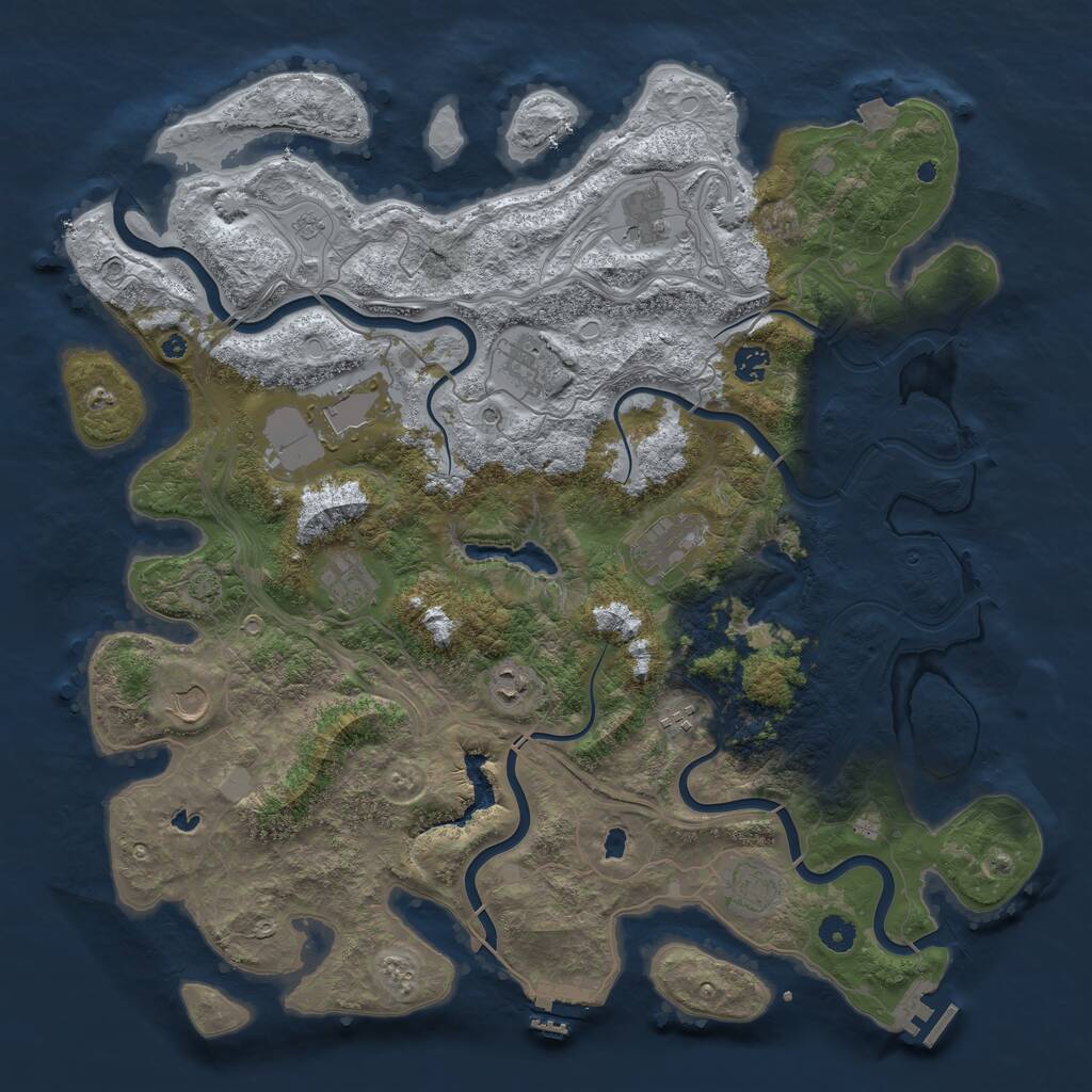 Rust Map: Procedural Map, Size: 4500, Seed: 45876, 16 Monuments