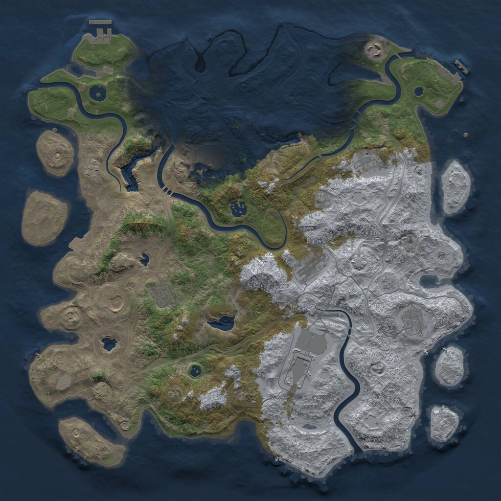 Rust Map: Procedural Map, Size: 4500, Seed: 1833707417, 17 Monuments