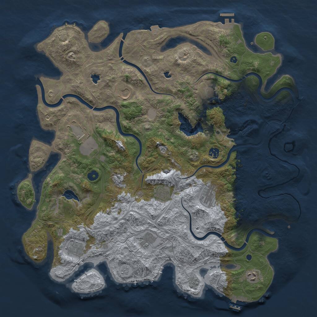 Rust Map: Procedural Map, Size: 4500, Seed: 1000776029, 17 Monuments