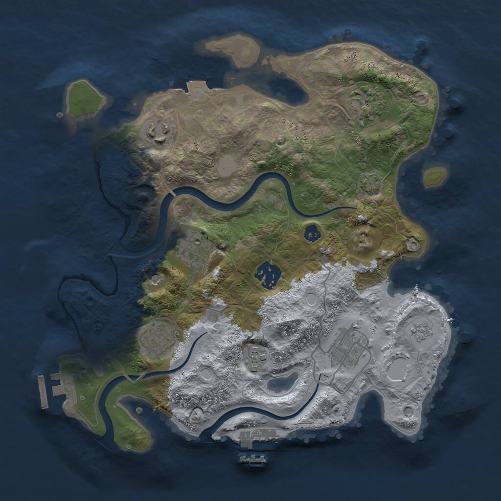 Rust Map: Procedural Map, Size: 3000, Seed: 2478384, 13 Monuments