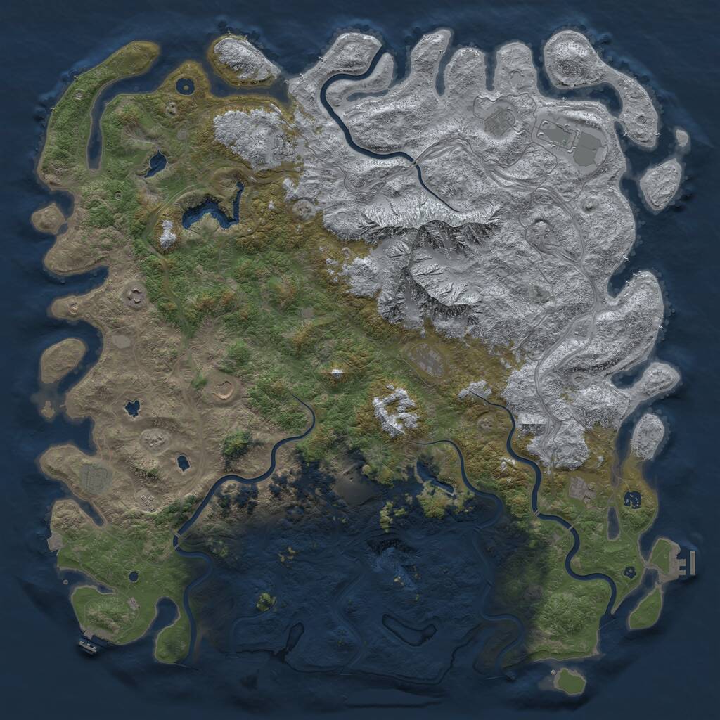 Rust Map: Procedural Map, Size: 6000, Seed: 1863319006, 17 Monuments