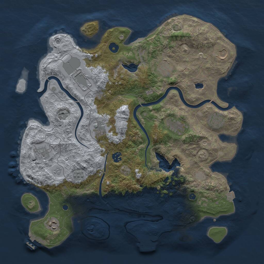 Rust Map: Procedural Map, Size: 4000, Seed: 321873460, 16 Monuments