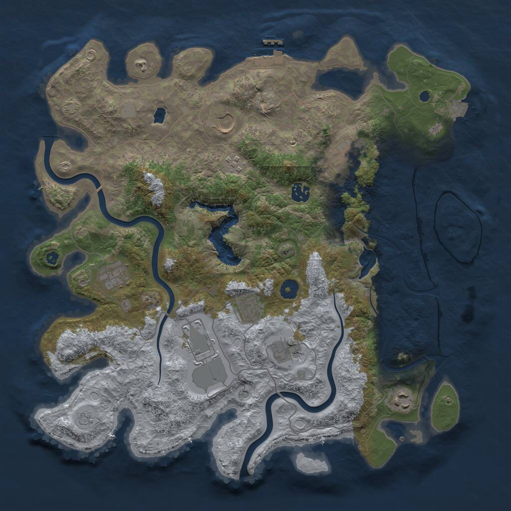 Rust Map: Procedural Map, Size: 4000, Seed: 1929422064, 14 Monuments