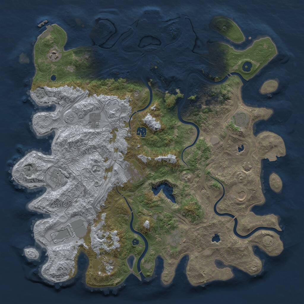 Rust Map: Procedural Map, Size: 4500, Seed: 747783589, 17 Monuments