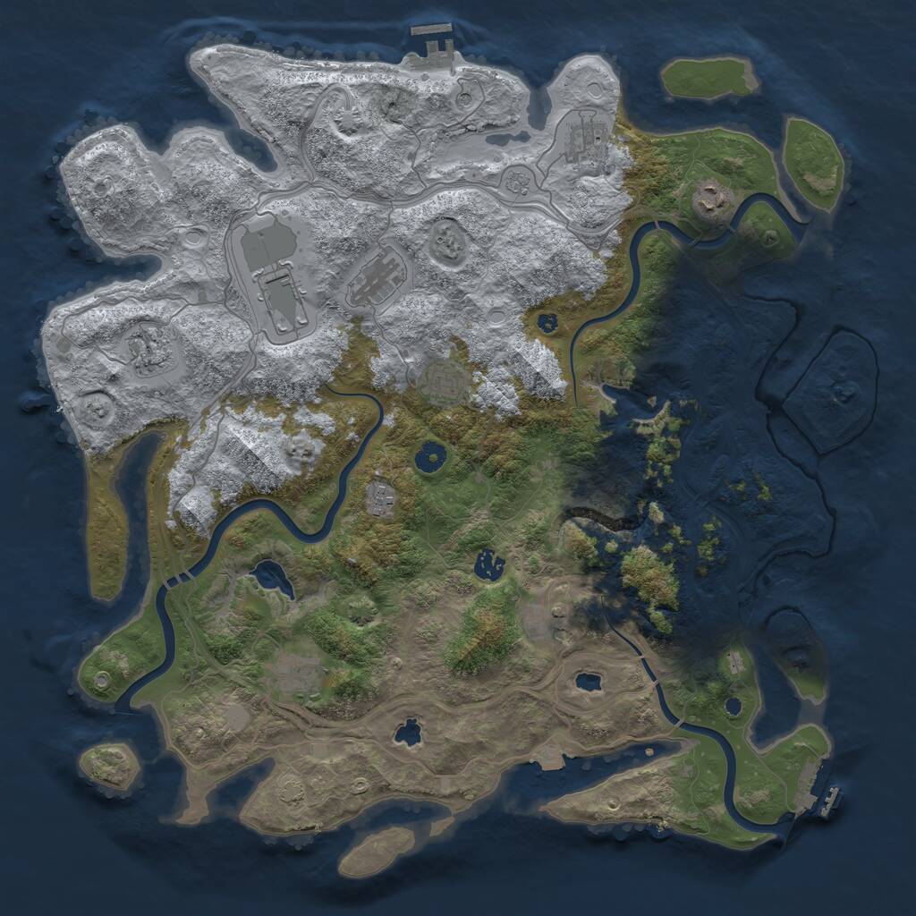 Rust Map: Procedural Map, Size: 4500, Seed: 525710270, 16 Monuments