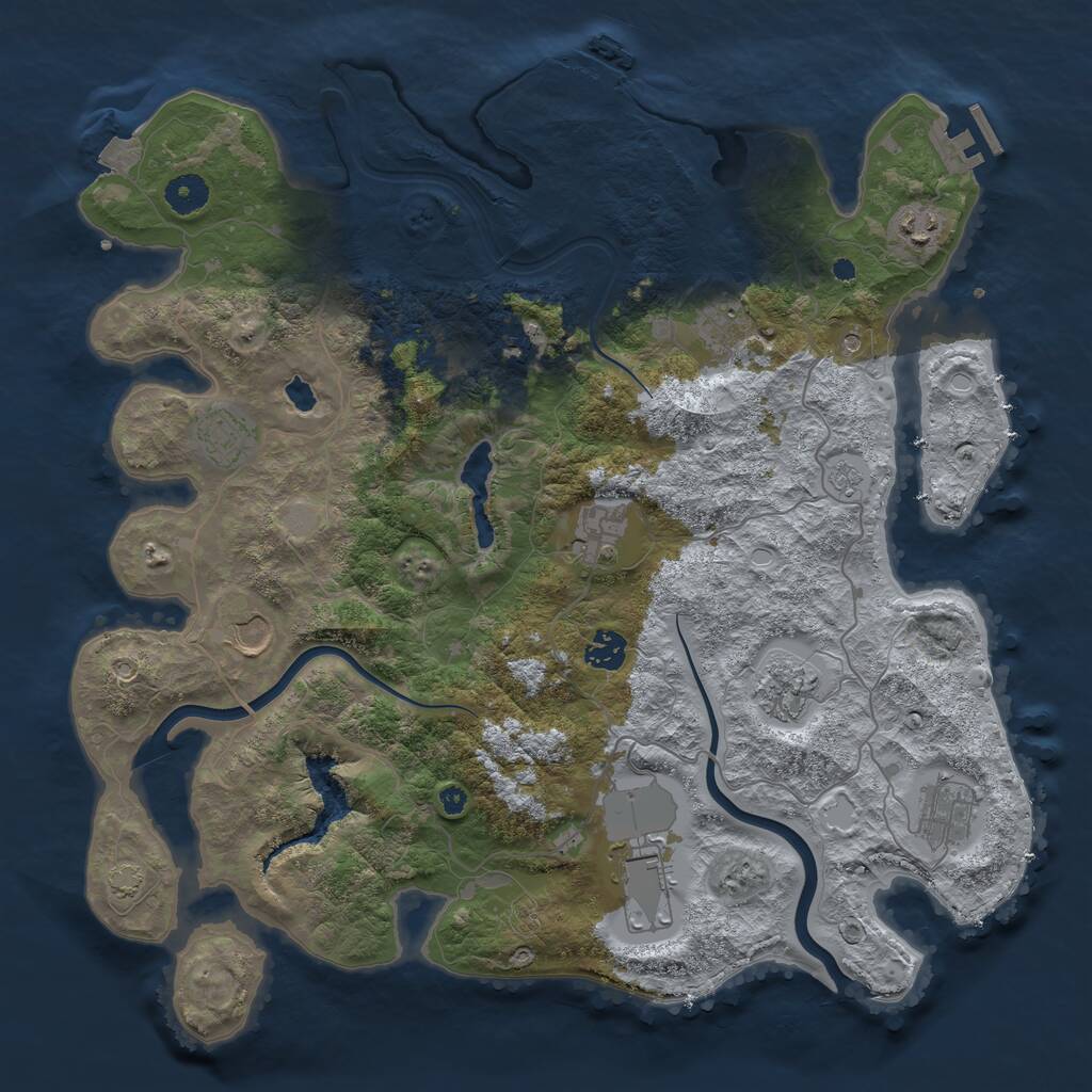 Rust Map: Procedural Map, Size: 4000, Seed: 999711625, 16 Monuments