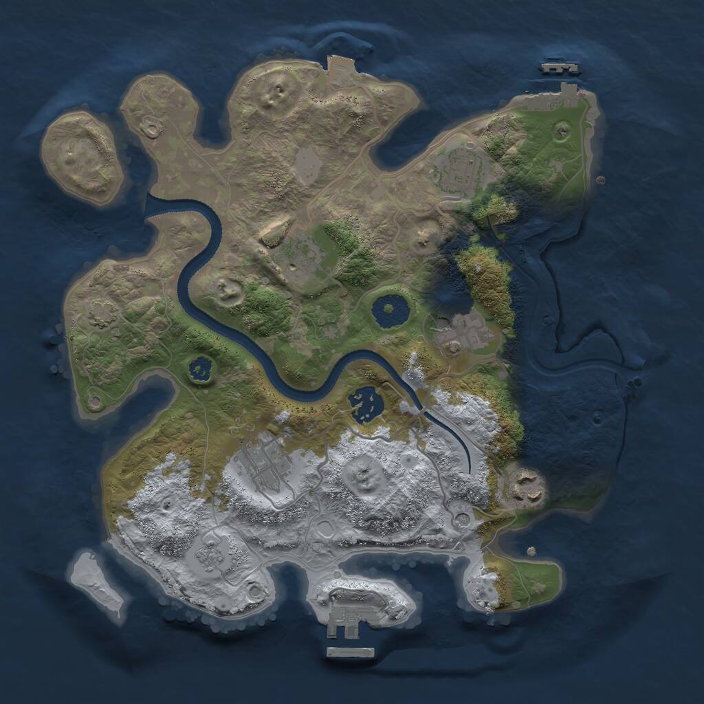 Rust Map: Procedural Map, Size: 3000, Seed: 10413, 12 Monuments