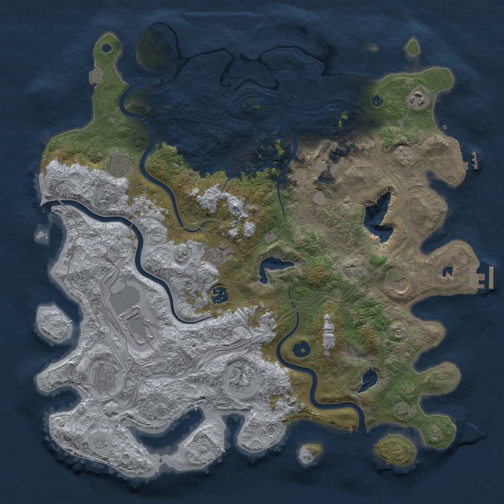 Rust Map: Procedural Map, Size: 4500, Seed: 865827550, 16 Monuments