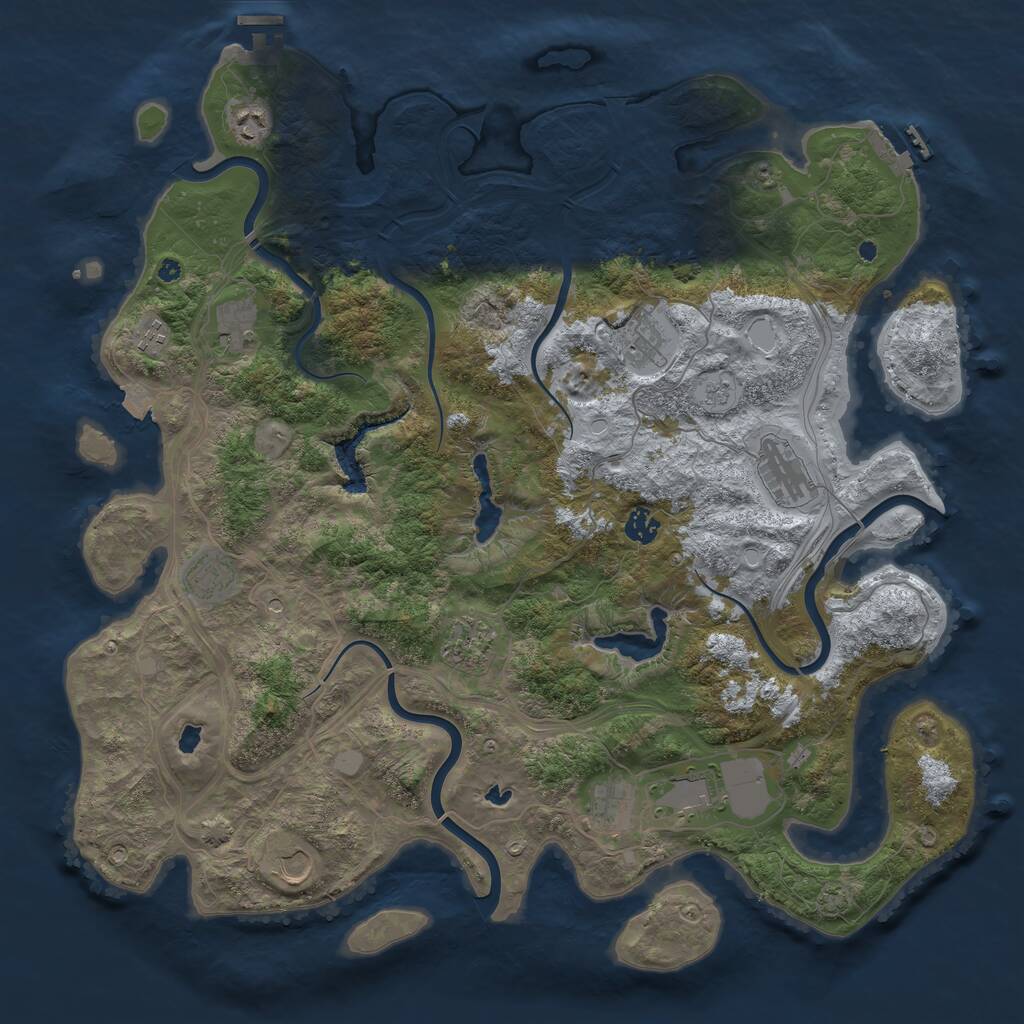 Rust Map: Procedural Map, Size: 4500, Seed: 199921611, 17 Monuments