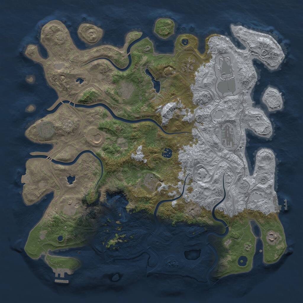 Rust Map: Procedural Map, Size: 4500, Seed: 264, 17 Monuments