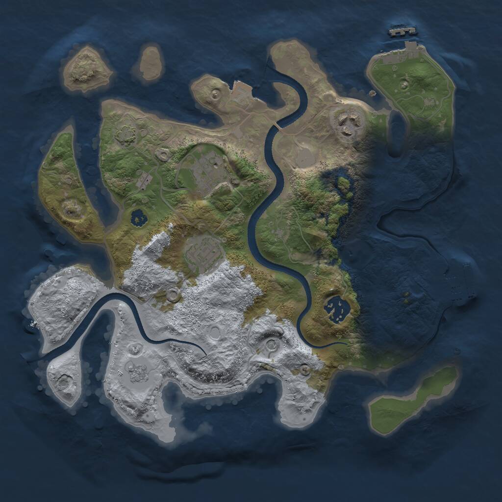 Rust Map: Procedural Map, Size: 3000, Seed: 1912254581, 10 Monuments