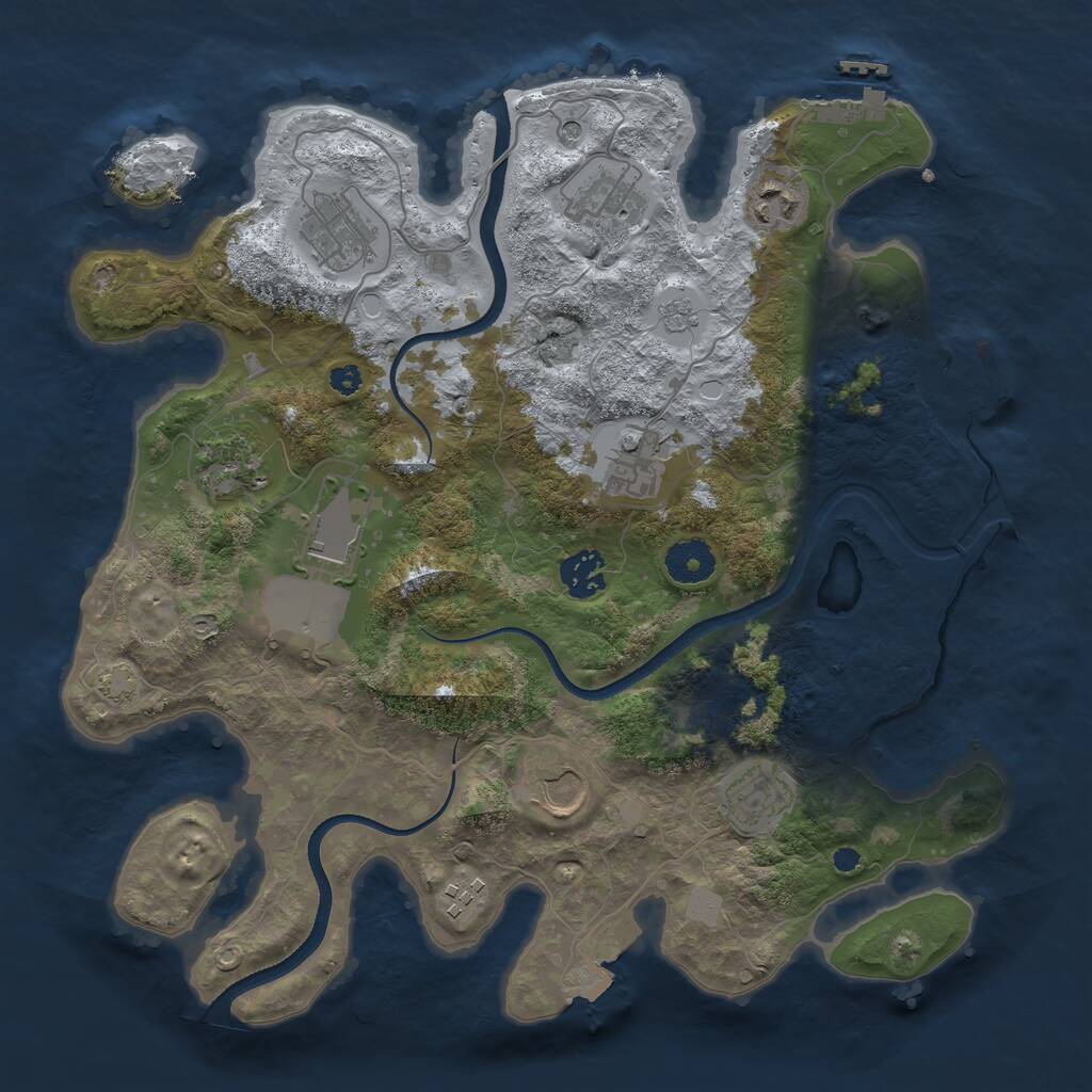 Rust Map: Procedural Map, Size: 3500, Seed: 1928973342, 16 Monuments