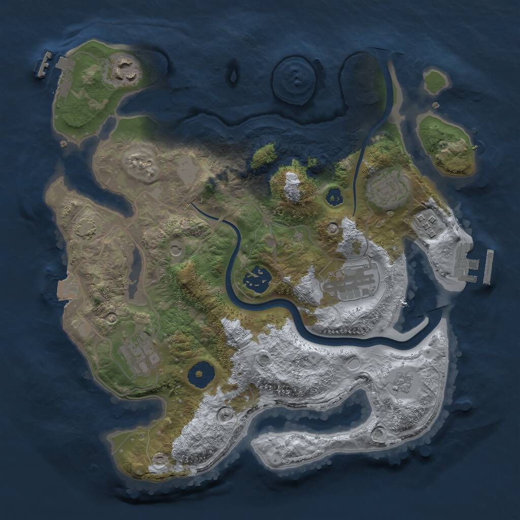 Rust Map: Procedural Map, Size: 3000, Seed: 29783, 12 Monuments
