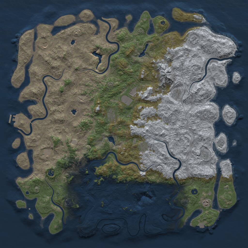 Rust Map: Procedural Map, Size: 6000, Seed: 1208177304, 16 Monuments