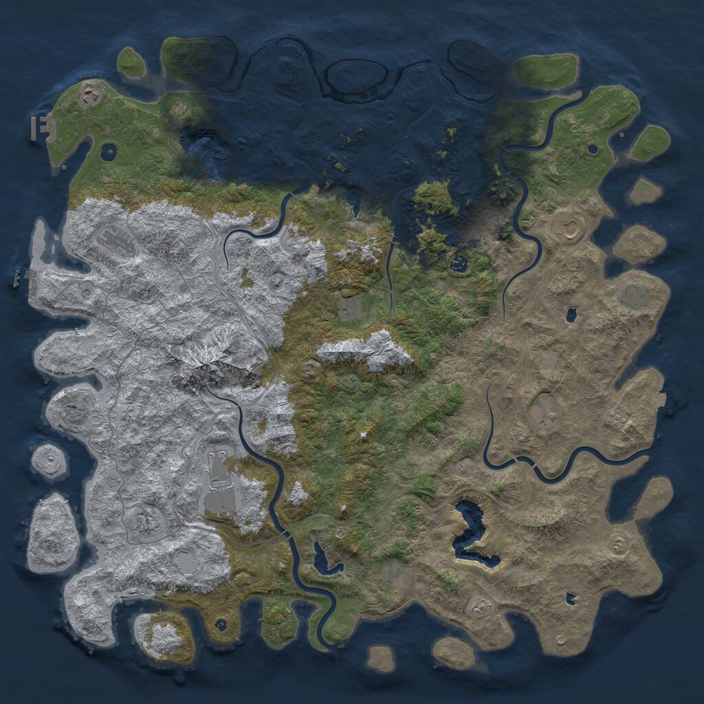Rust Map: Procedural Map, Size: 6000, Seed: 538732544, 17 Monuments