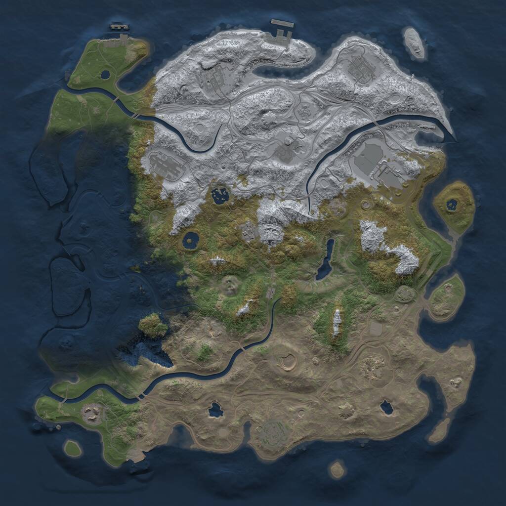 Rust Map: Procedural Map, Size: 4500, Seed: 199556, 17 Monuments