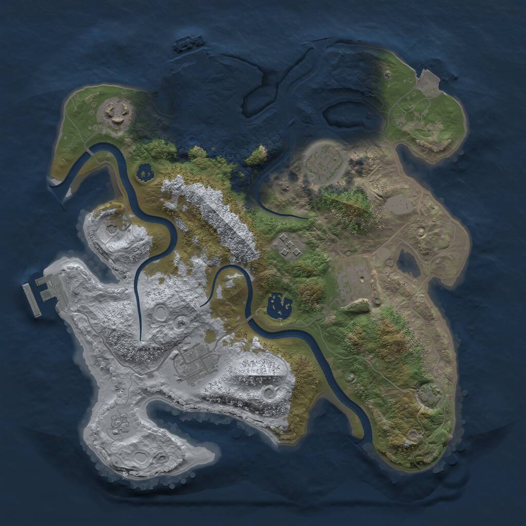 Rust Map: Procedural Map, Size: 3000, Seed: 52648, 12 Monuments