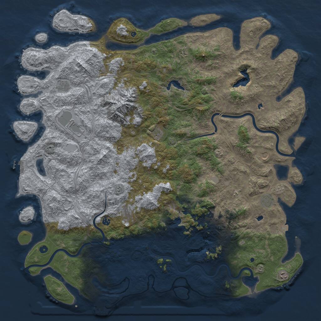 Rust Map: Procedural Map, Size: 6000, Seed: 1590149387, 17 Monuments