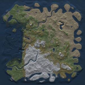 Thumbnail Rust Map: Procedural Map, Size: 6000, Seed: 565403148, 17 Monuments