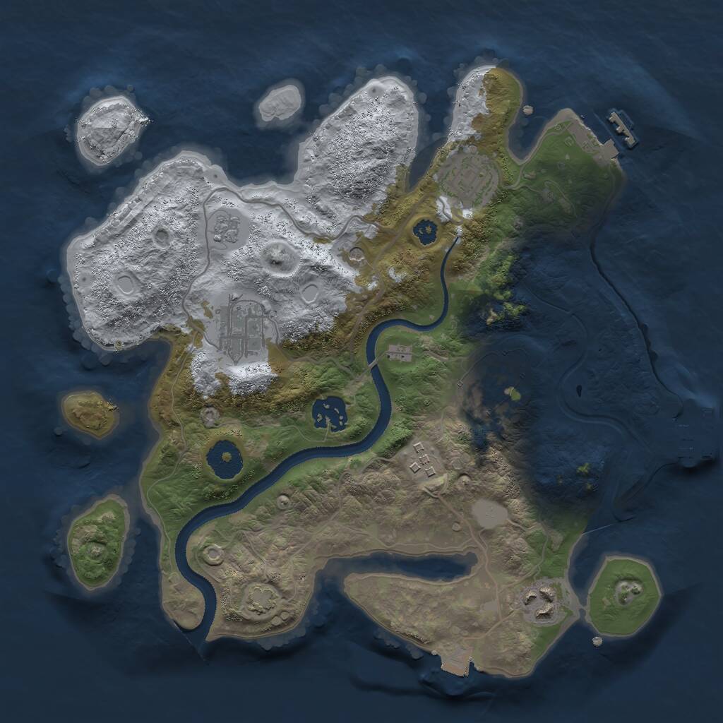 Rust Map: Procedural Map, Size: 3000, Seed: 40440, 12 Monuments