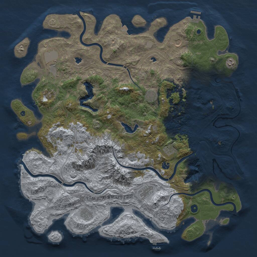 Rust Map: Procedural Map, Size: 5000, Seed: 684554991, 16 Monuments