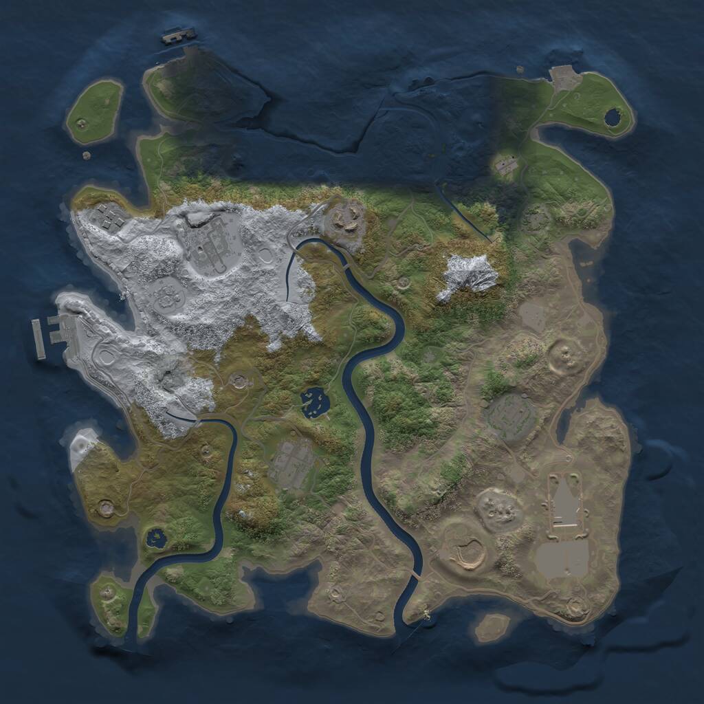 Rust Map: Procedural Map, Size: 3500, Seed: 679652513, 14 Monuments