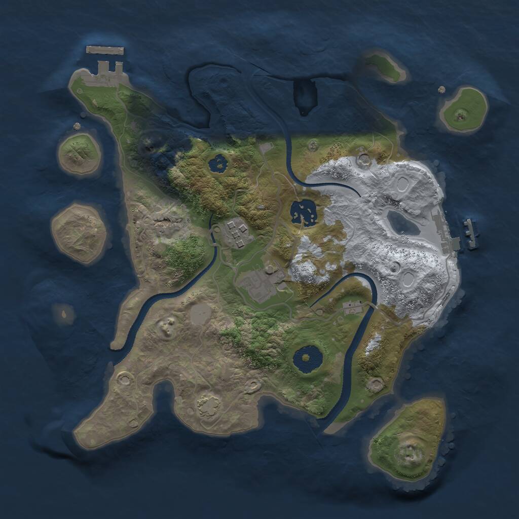 Rust Map: Procedural Map, Size: 2800, Seed: 539053821, 8 Monuments
