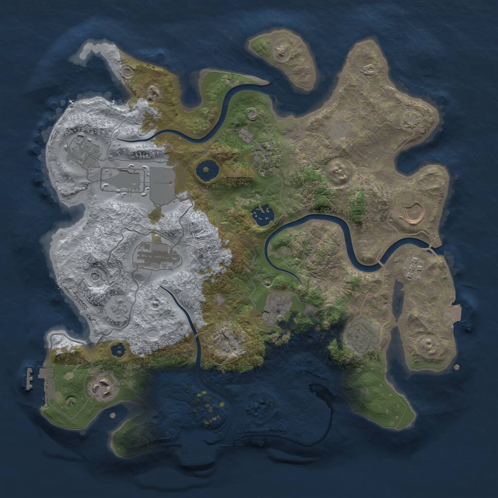 Rust Map: Procedural Map, Size: 3500, Seed: 71864925, 16 Monuments
