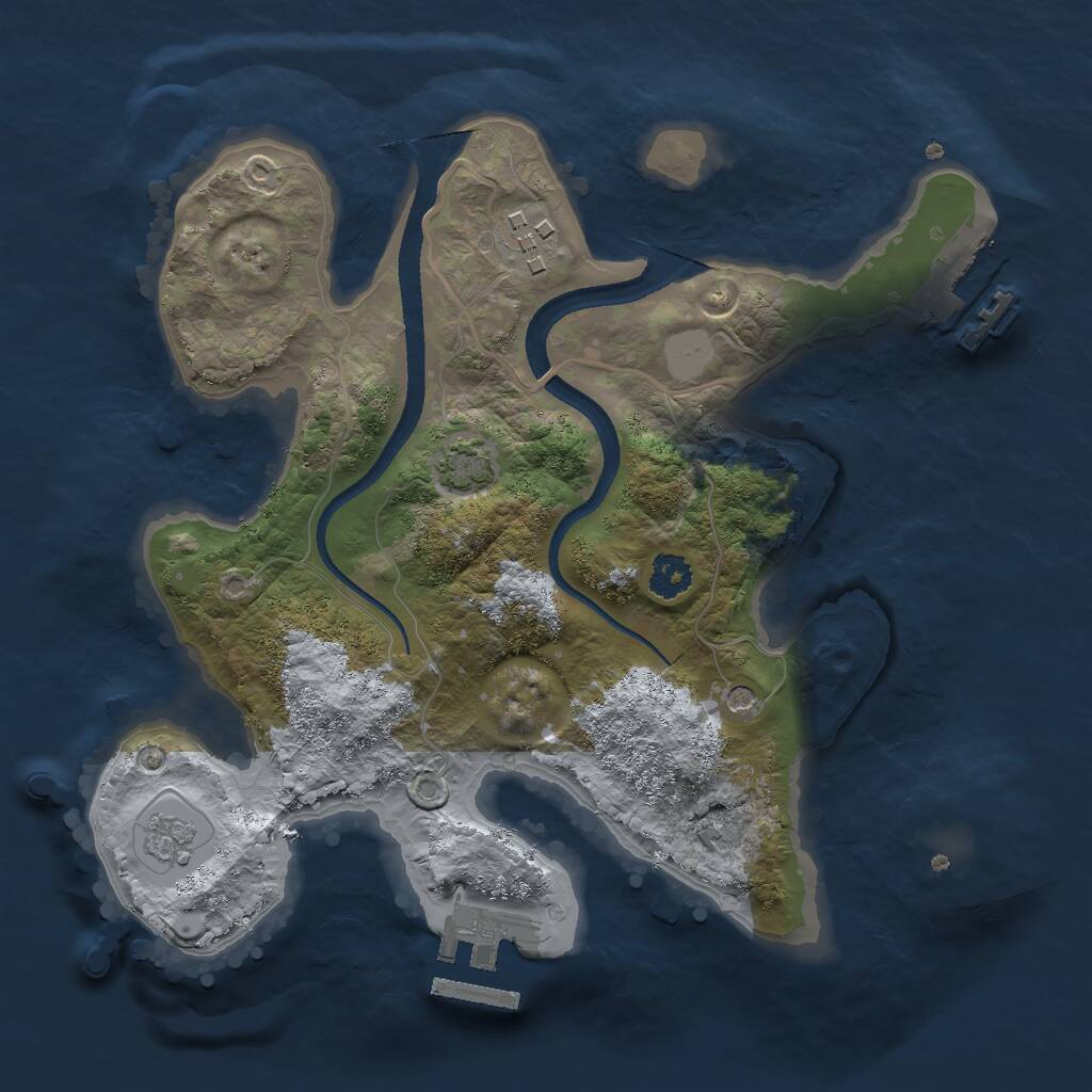 Rust Map: Procedural Map, Size: 2500, Seed: 375358, 7 Monuments