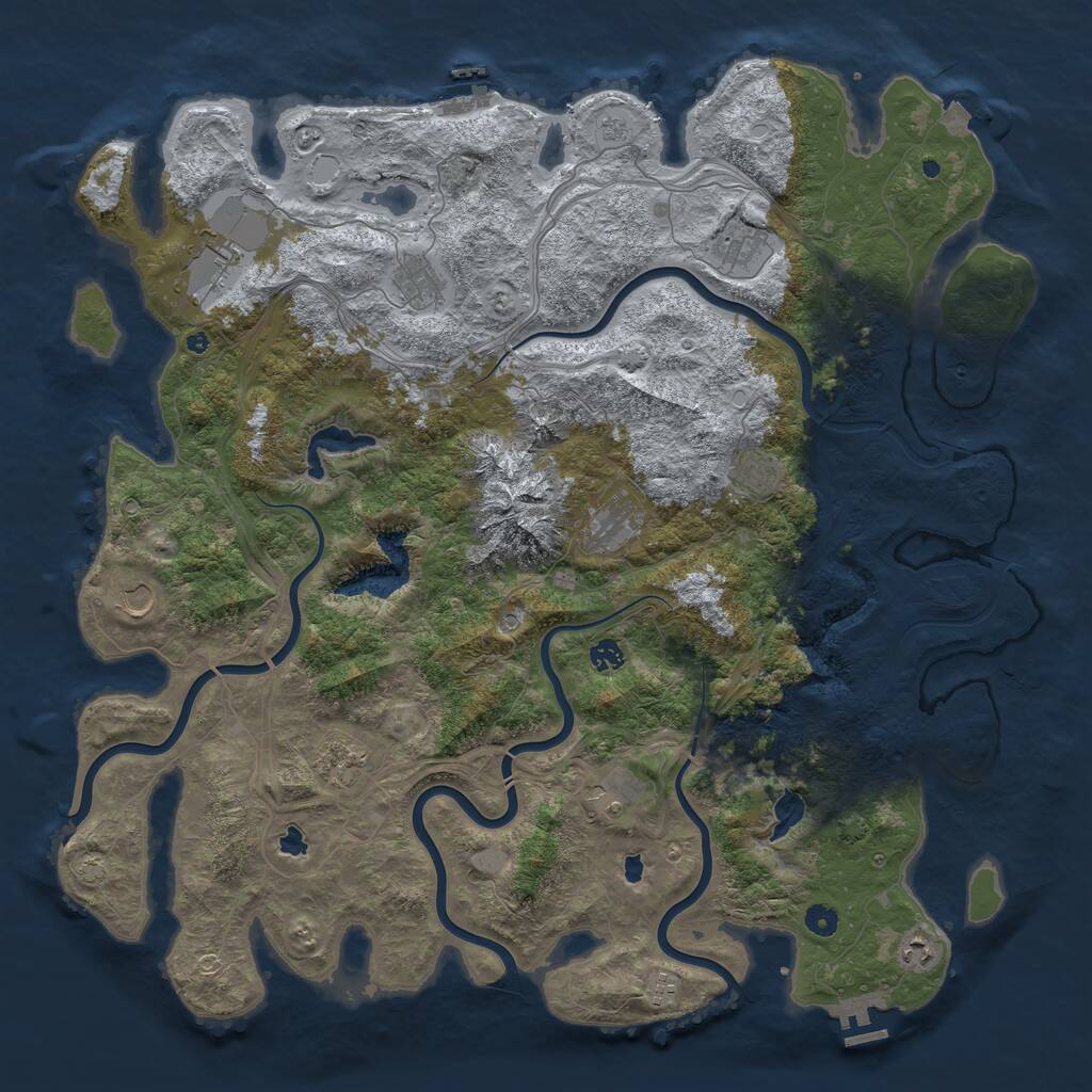 Rust Map: Procedural Map, Size: 5000, Seed: 275378526, 17 Monuments