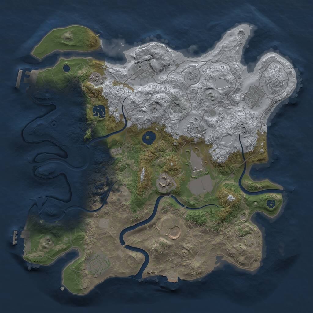Rust Map: Procedural Map, Size: 3500, Seed: 165151516, 15 Monuments