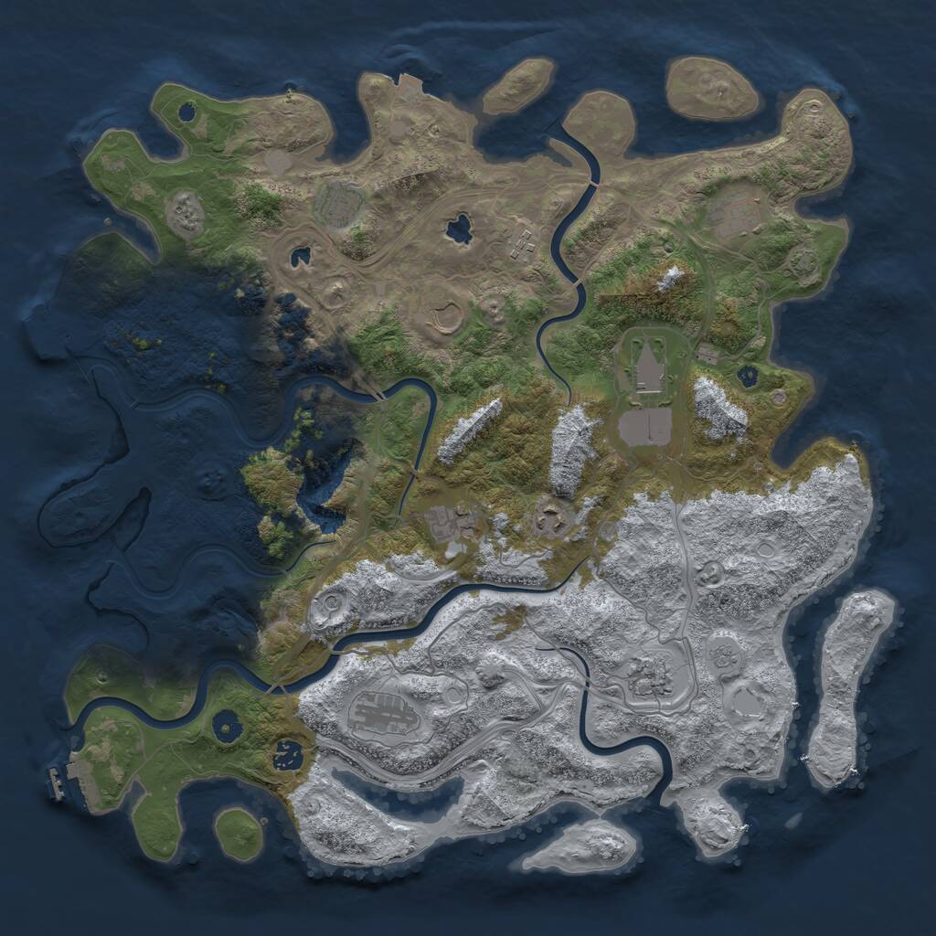 Rust Map: Procedural Map, Size: 4500, Seed: 1273571341, 16 Monuments