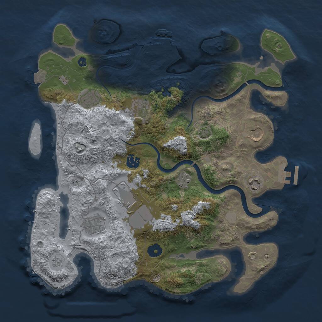 Rust Map: Procedural Map, Size: 3500, Seed: 86784661, 14 Monuments