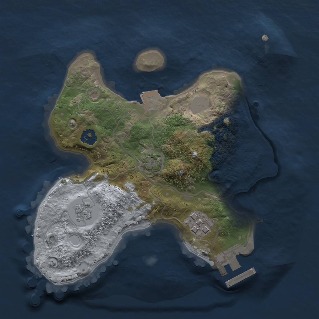 Rust Map: Procedural Map, Size: 2000, Seed: 84325, 5 Monuments