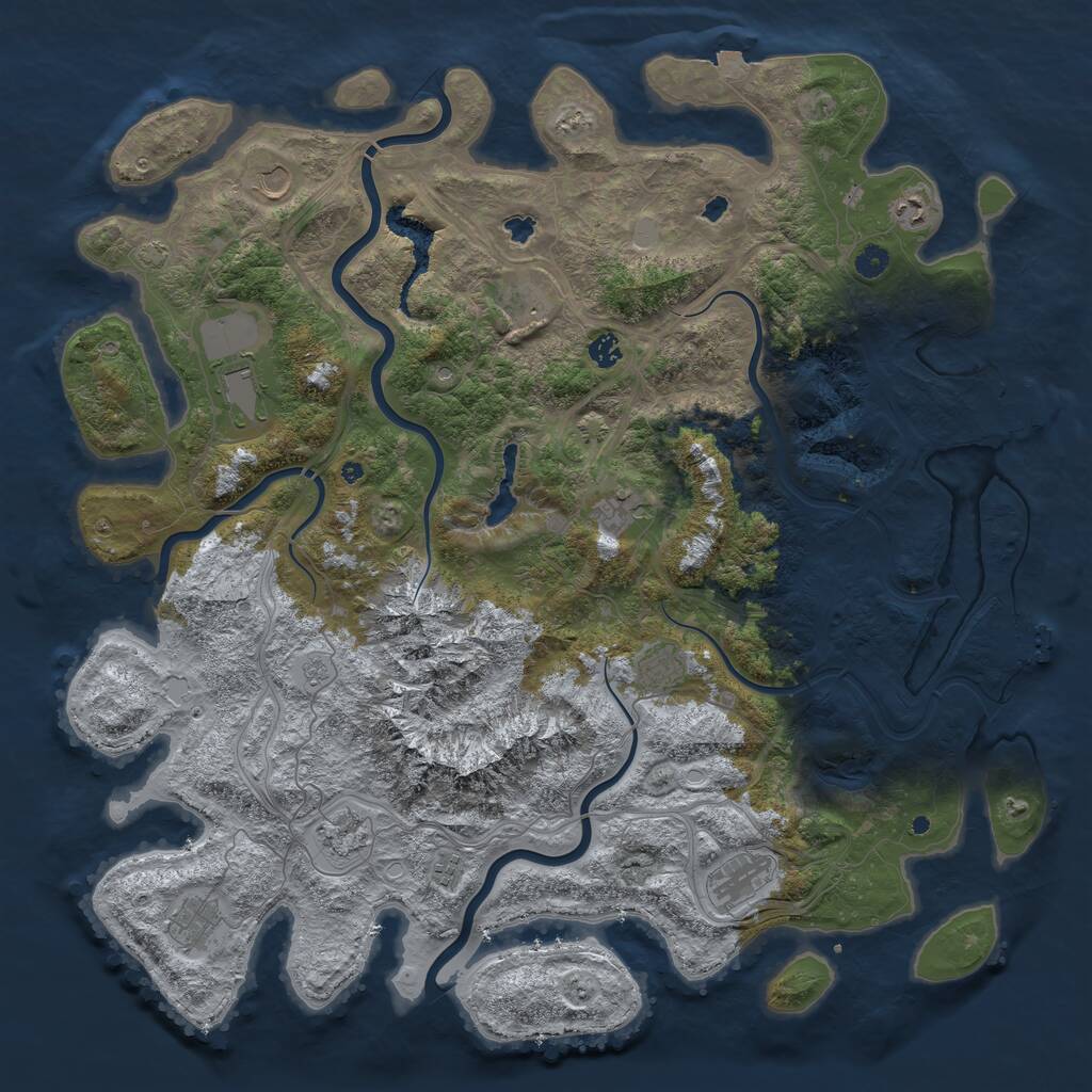 Rust Map: Procedural Map, Size: 5000, Seed: 277704525, 17 Monuments