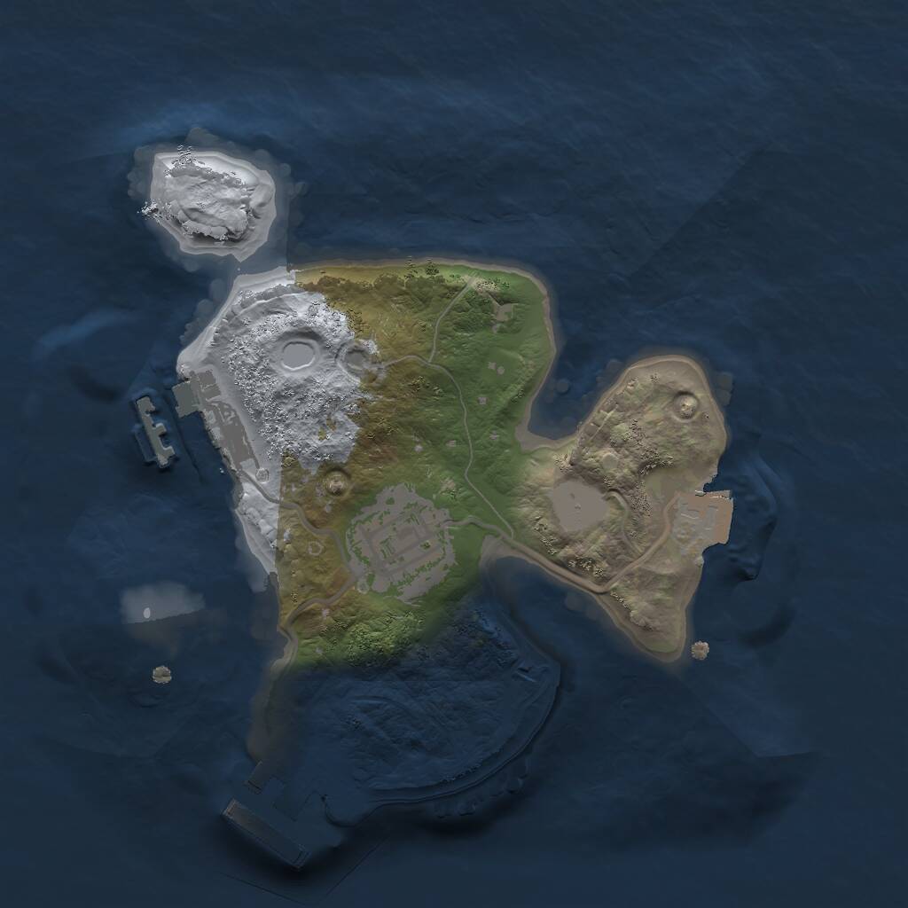 Rust Map: Procedural Map, Size: 2000, Seed: 34577, 4 Monuments