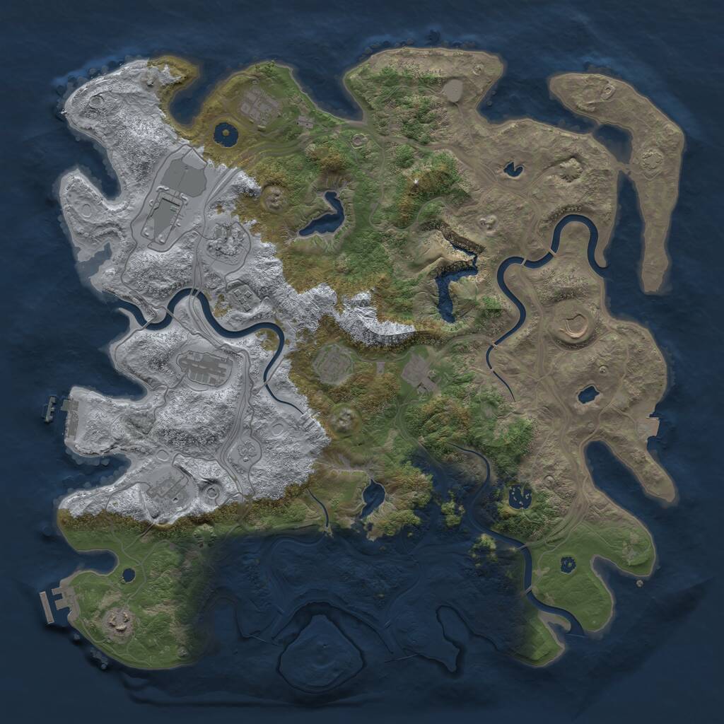 Rust Map: Procedural Map, Size: 4500, Seed: 481991, 17 Monuments